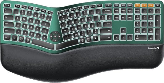 ProtoArc Backlit Bluetooth Ergonomic Keyboard, EK01 Plus Full Size Wireless by ProtoArc