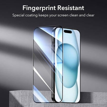 ESR 3+1 Pack for iPhone 15 Plus Screen Protector, 3 Black Edge Tempered-Glass - Image 8
