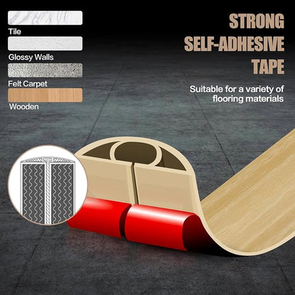 Floor Cord Cover Self Adhesive Cord Hider, 20FT Cable Management, Extension - Image 4