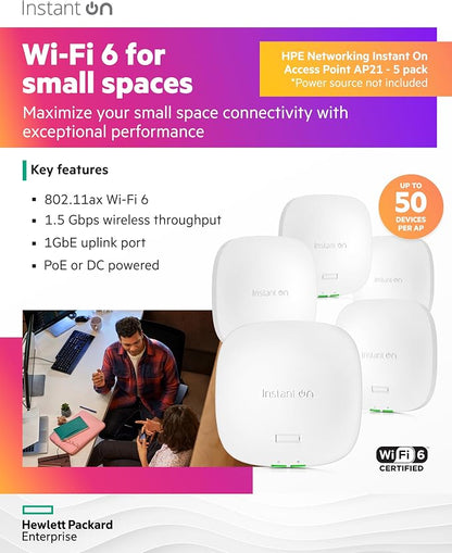 HPE Networking Instant On Access Point AP21 2x2 WiFi 6 Indoor Wireless Access - Image 3