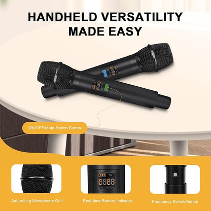 4-Channel Wireless Microphone System, UHF Cordless Mic Set w/ 4x10 Frequencies - Image 6