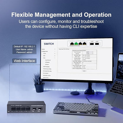 6 Port 2.5G Managed Switch, 4 x 2.5Gbps Base-T Ports and 2 x 10G SFP+ Slot - Image 7
