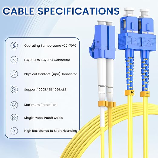SpeedyCables- OS2 LC to SC Fiber Patch Cable 5M/16ft, 1G/10G 9/125um Single - Image 5