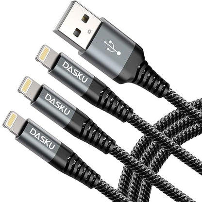 10 Ft iPhone Charger Cord 3Pack Long MFi Certified Lightning Cable 10 Feet by Dasku