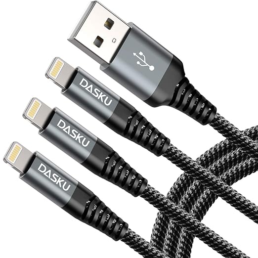 10 Ft iPhone Charger Cord 3Pack Long MFi Certified Lightning Cable 10 Feet by Dasku