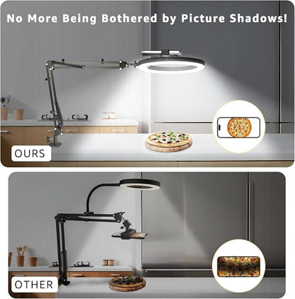 10" LED Ring Light with Overhead Phone Stand, CRI≥95 1200lm Dimmable Lighting - Image 6