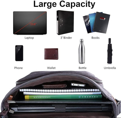 ESTARER Computer Messenger Bag 15-15.6 inch, Water-resistant Canvas Work Bag - Image 5