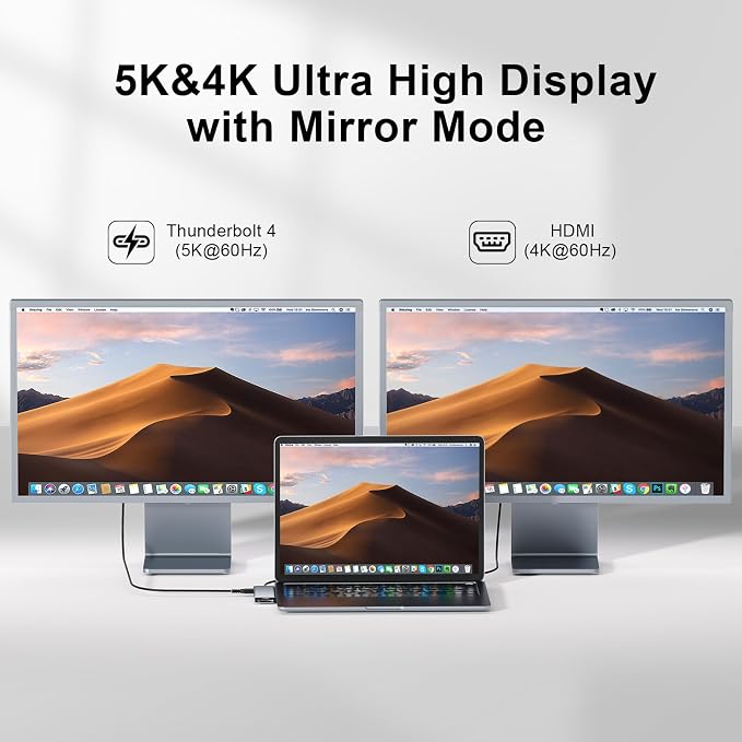 USB C Hub, 7-in-2 USB Adapter for MacBook Pro/Air, Thunderbolt 4 Dock - Image 5