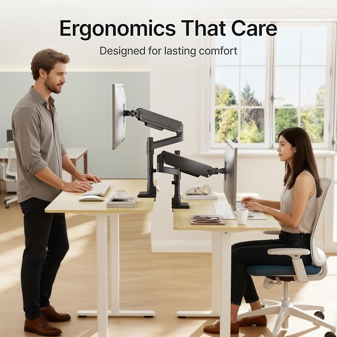 monTEK Tall Single Monitor Arm for 17 to 45 Inch Curved Screen Adjustable - Image 8