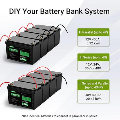 HQST LiFePO4 Battery 100ah Lithium Battery, 12V Lithium Iron Phosphate Battery - Image 5