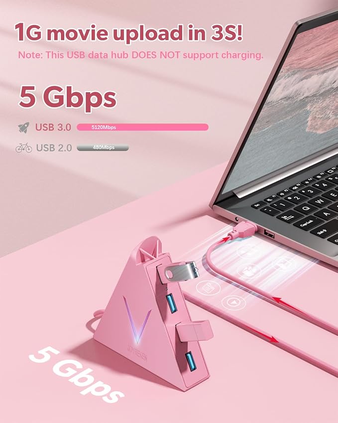 4-Port USB 3.0 Hub, FlyingVHUB Vertical Data USB Hub - Image 2