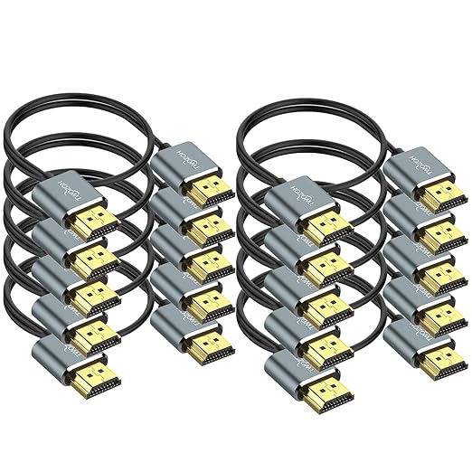 Twozoh Slim 4K HDMI Cable 1.6FT 10 Pack, Ultra Thin & Flexible Skinny HDMI to by Twozoh