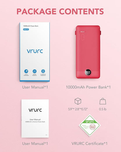 Portable Charger Built-in Cables and AC Wall Plug, VRURC USB C Power Bank - Image 8