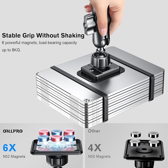 OHLPRO Magnetic Tablet Car Mount Holder, 360°Rotatable Drill Base iPad Wall - Image 3