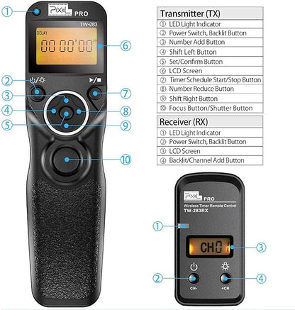 Wireless Shutter Release for Canon, Pixel TW-283 E3/N3 Wireless Remote Control - Image 2