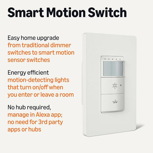 Amazon Basics Smart Motion Sensor Dimmer Switch, Single Pole, Works - Image 2