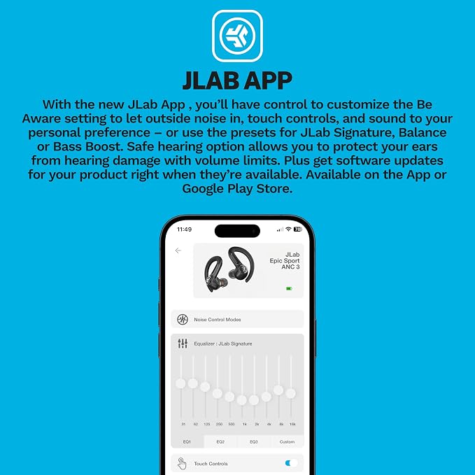 JLab Epic Air Sport ANC 3 True Wireless Bluetooth Earbuds - Image 5