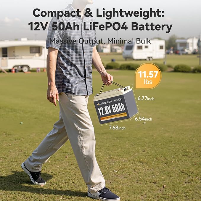 Power Queen 12.8V 50Ah LiFePO4 Battery Upgrade, Grade A Lithium Battery Cells - Image 2