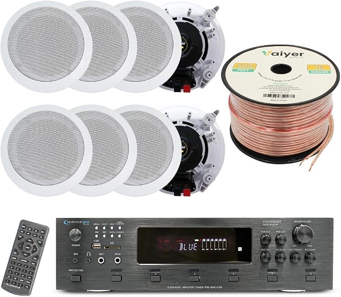 Vaiyer Home Audio System Kit, 6-Channel 6000 Watts Bluetooth Amplifier by Vaiyer