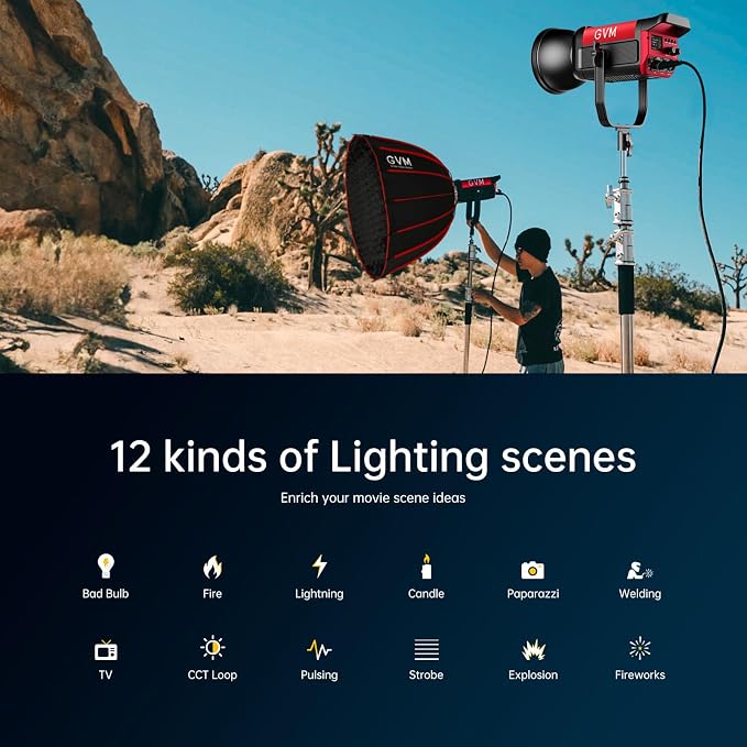 GVM Great Video Maker 200W Video Light Kit, LED Video Light Studio, 45400lux/1m - Image 6