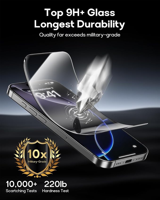 3 Pack for iPhone 16 Tempered Glass Screen Protector:9H+ Durable, Auto - Image 6