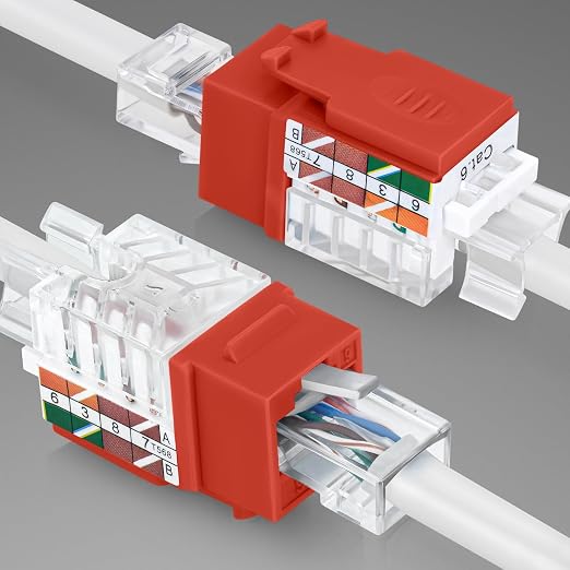 Everest 45° Angled RJ45 Cat6 Keystone Jacks 20-Pack in Orange - Image 8