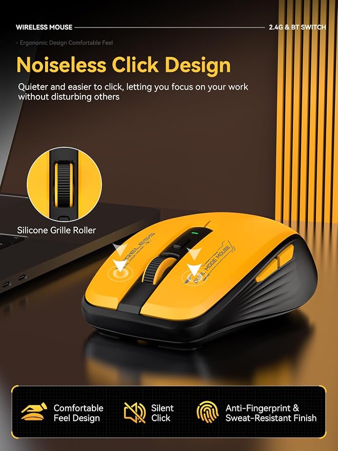 Wireless Mouse with Forward/Backward Side Keys, Silent Click, Ergonomic - Image 5
