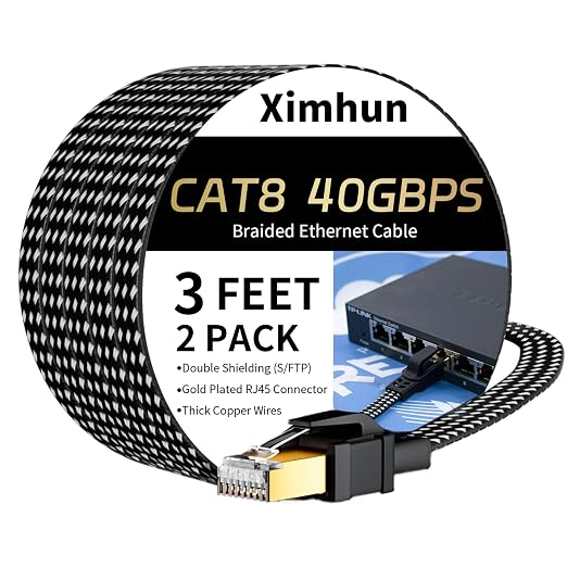 Ｘimhun Cat 8 Ethernet Cable 3 FT by XimhunEthernetCable