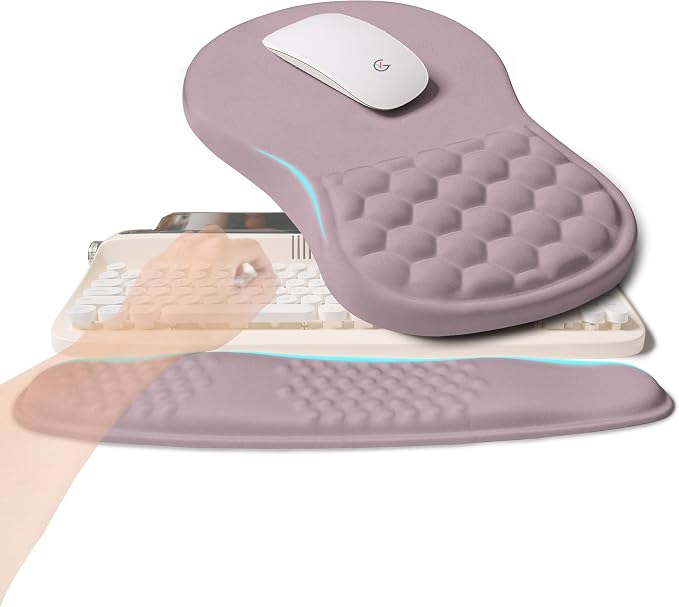 2-in-1 Ergonomic Set, Wave Rise Keyboard Wrist Rest and Massage Bulge Slope by KUOSGM