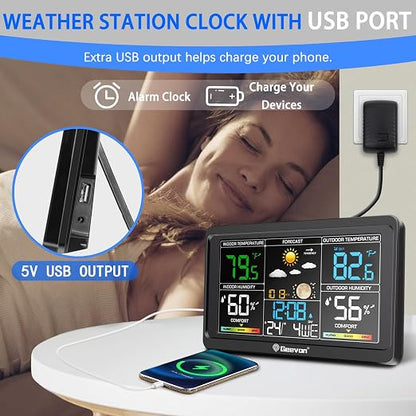 Geevon Weather Stations Wireless Indoor Outdoor Thermometer, Color VA Display - Image 6