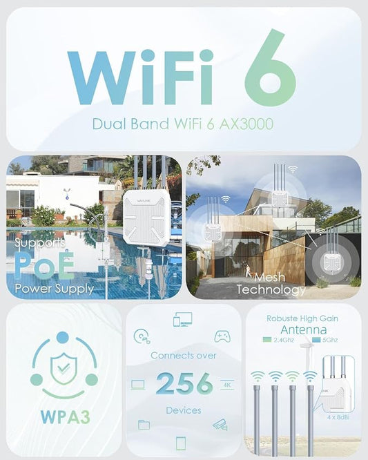 WAVLINK 2026 AX3000 WiFi 6 Wireless Outdoor Repeater, Long Range Outdoor WiFi - Image 2