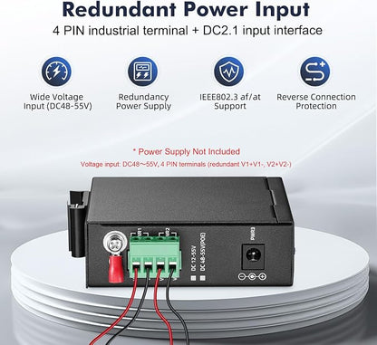 6 Port Mini Gigabit Industrial DIN-Rail PoE Switch, 4 x 100/1000Mbps POE Ports - Image 5