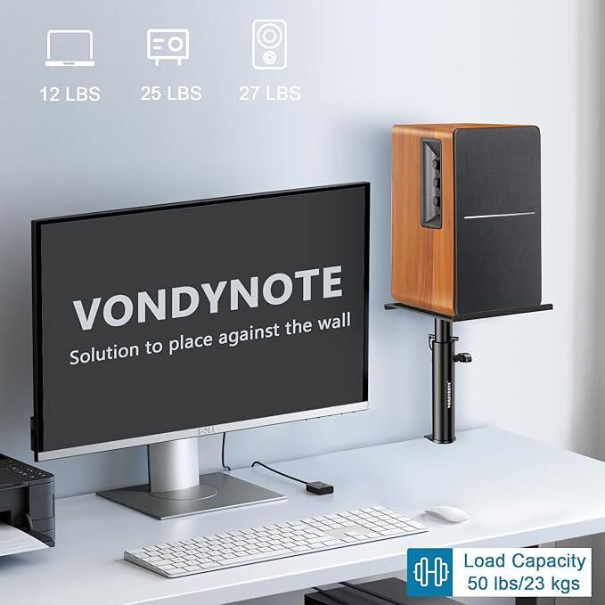 Set of 2 Studio Monitor Stands Desktop Clamp Speaker Stands Against The Wall - Image 4