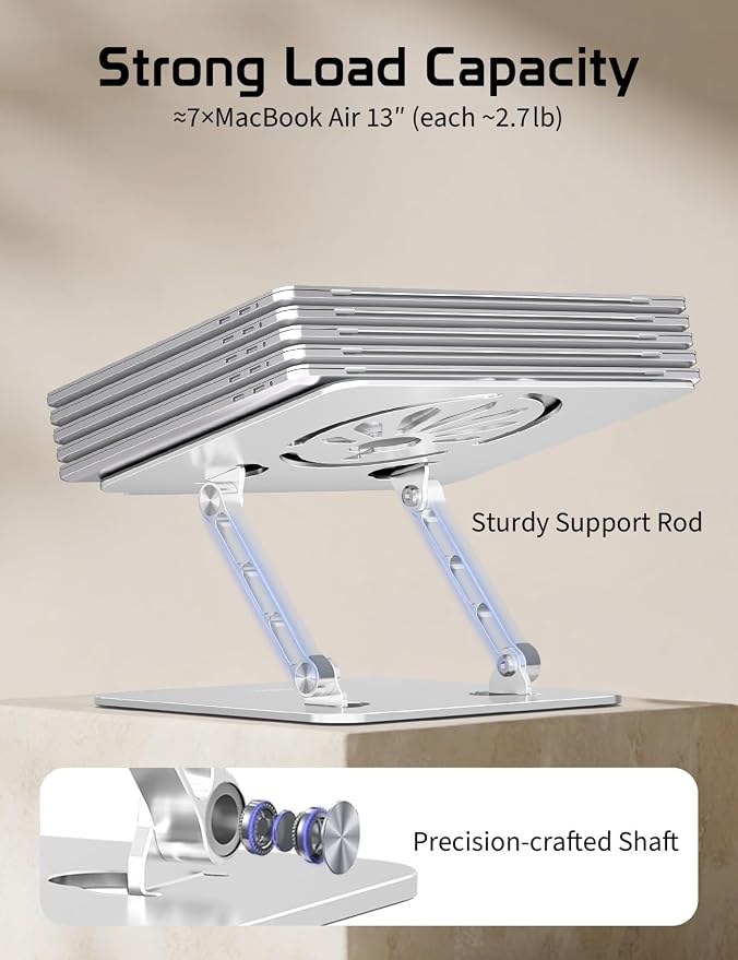 Aluminum Laptop Stand for Desk – Adjustable Ergonomic Laptop Riser, Foldable & - Image 4