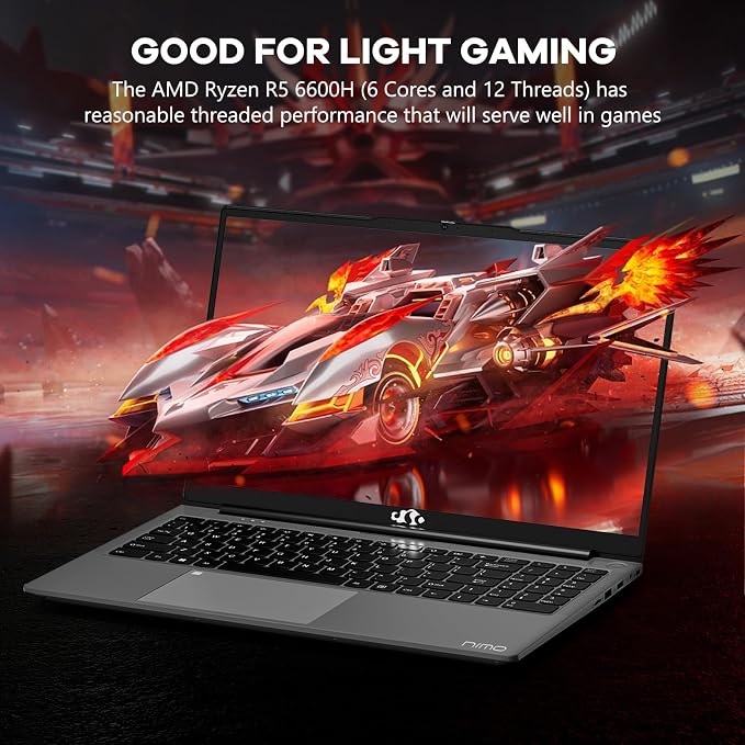 NIMO 15.6" IPS FHD-Gaming-Laptop, AMD Ryzen 5 6600H 6-Cores 660M GPU 32GB DDR5 - Image 3