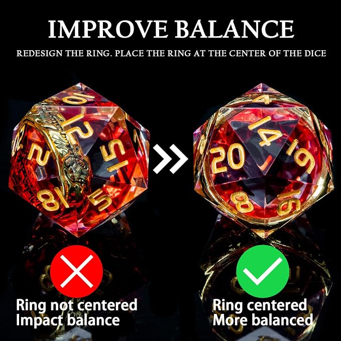 Magic Golden Ring DND Dice Set Sharp Edge Red Resin Dice - Image 6