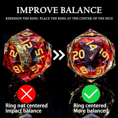 Magic Golden Ring DND Dice Set Sharp Edge Red Resin Dice - Image 6