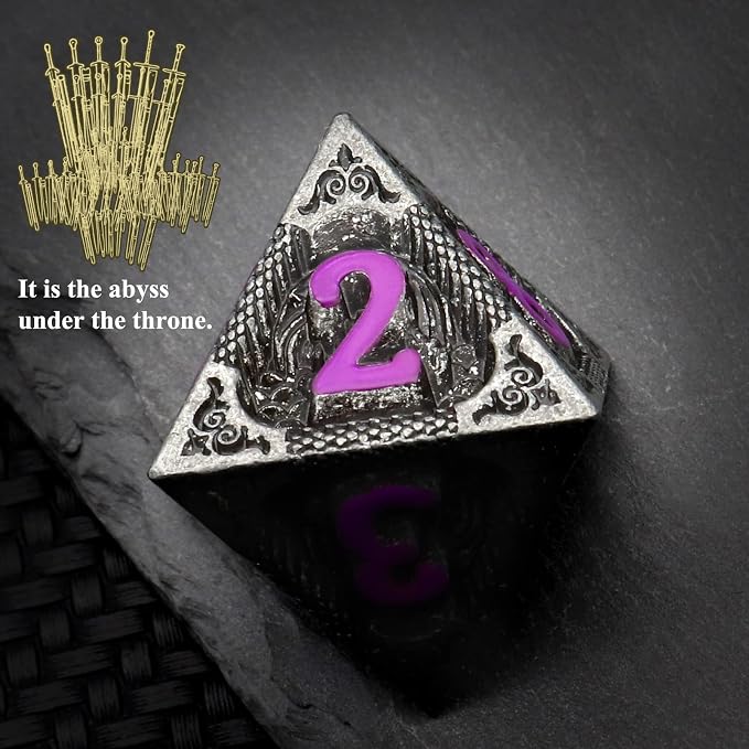 Haxtec Metal DND Dice Set Black Purple Dragon Pattern D&D Dice Set - Image 4