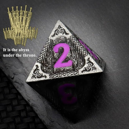 Haxtec Metal DND Dice Set Black Purple Dragon Pattern D&D Dice Set - Image 4