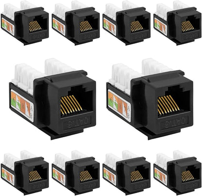 Cmple - 10 Pack Cat6 Keystone Jack Insert Punch Down RJ45 Connectors RJ45 90 by Cmple
