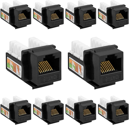Cmple - 10 Pack Cat6 Keystone Jack Insert Punch Down RJ45 Connectors RJ45 90 by Cmple