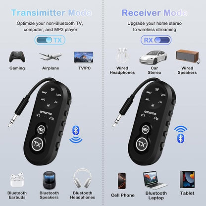 Bluetooth 5.4 Transmitter Receiver, 2 in One Airplane Audio Adapter - Image 6