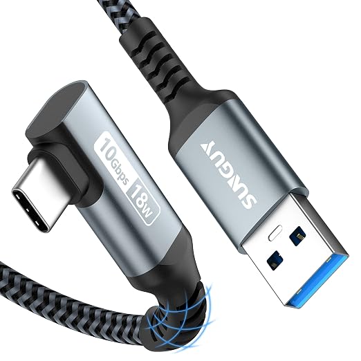 USB C 3.1 Gen 2 Cable, 0.5m USB A to C Nylon Braided 3A Fast Charge & Data by SUNGUY