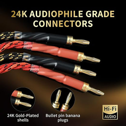 12 AWG Audiophile HiFi Speaker Audio Cable–4N OFC Core, 24K Gold-Plated Banana - Image 5