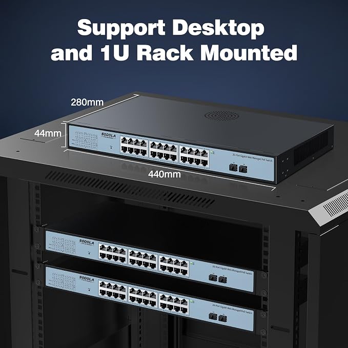 SODOLA 24 Port PoE Gigabit Managed Switch 400W, 24 GE PoE Port, 2 GE Uplinks - Image 8