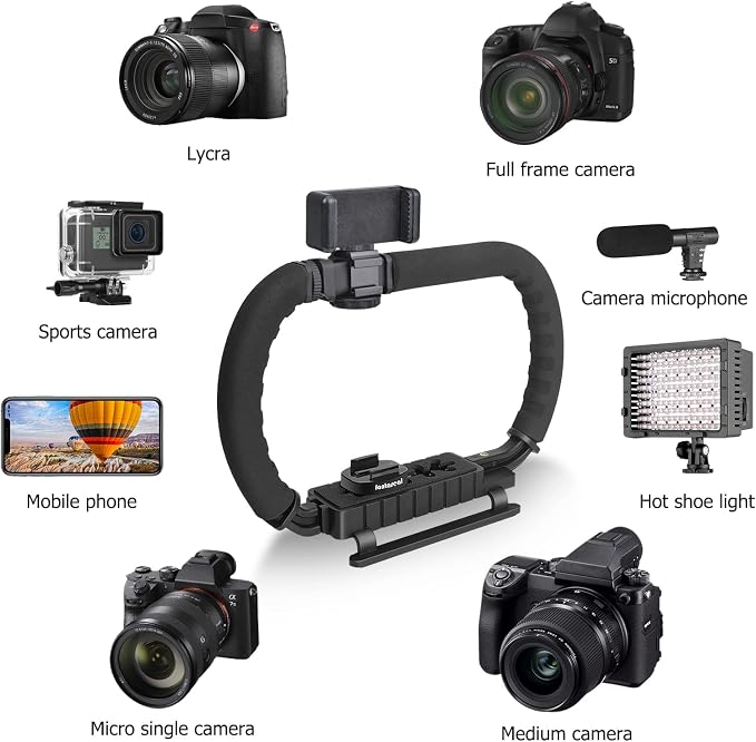 3-Shoe DSLR/Mirrorless/Action Camera Camcorder Phone Stabilizer Expansion Cage - Image 6
