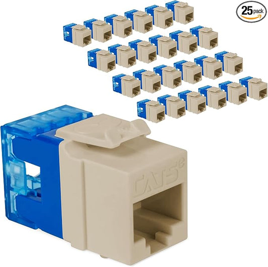 ICC CAT5e Keystone Jack with Slim Profile 180 Degree Punch Down, RJ45 UL Listed by ICC