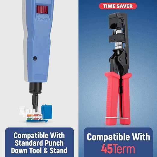 Everest 45° Angled RJ45 Cat5e Keystone Jacks 50-Pack in Blue - Image 5