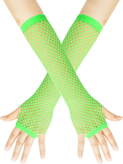 Seeksmile Women's Girls 80's Theme Party Emo Fingerless Arm Fishnet Gloves by Seeksmile