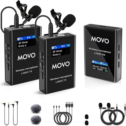 Movo Lingo-Duo 48-Channel UHF Wireless Lavalier Microphone System by Movo